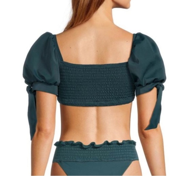 AGUA BENDITA Eileen Fera Smocked Bikini Top Puff Sleeves Womens 3X NWT - Picture 2 of 6